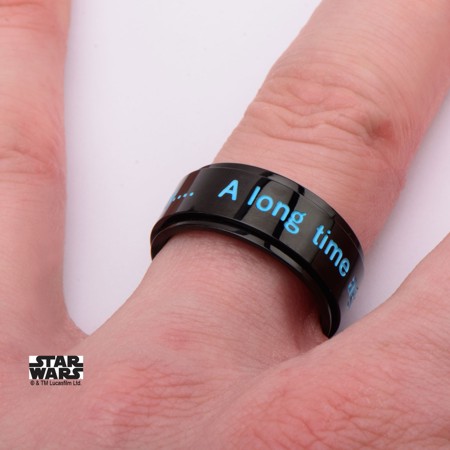 Star Wars 'A Long Time ago ..." Black Steel Spinner Ring - Click Image to Close